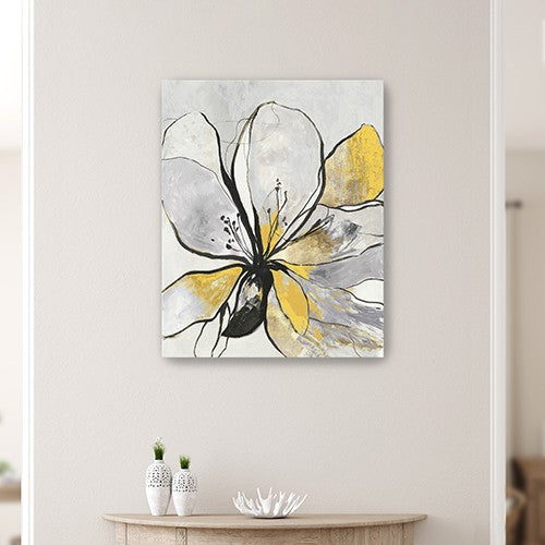 Modern Yellow And Black Flower In Bloom Unframed Print Wall Art