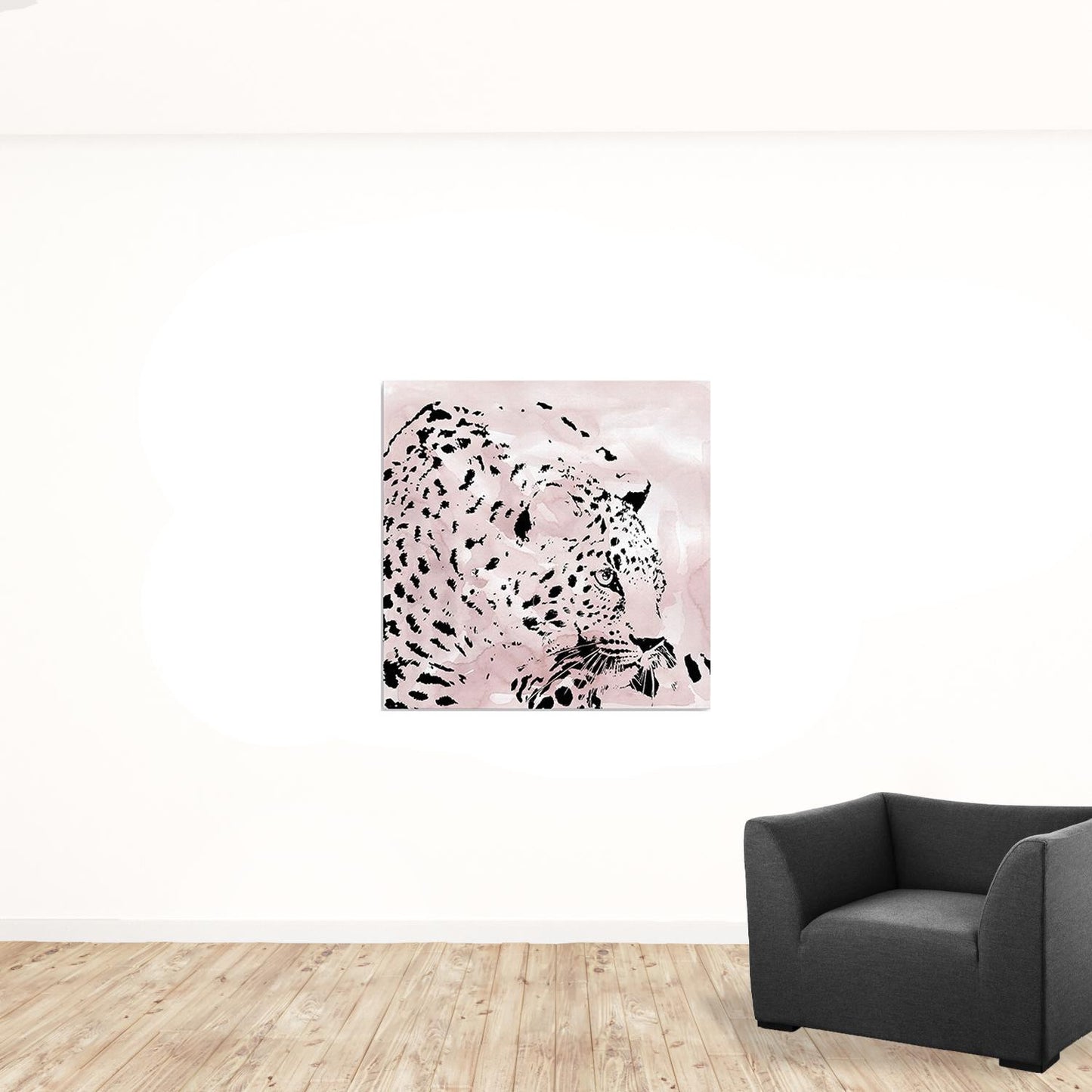 Pink Laying Leopard Unframed Print Wall Art