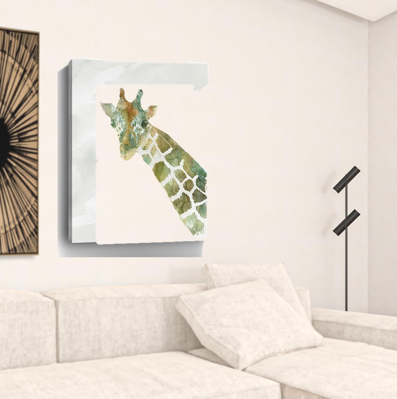 40" x 30" Abstract Marble Watercolor Giraffe Canvas Wall Art