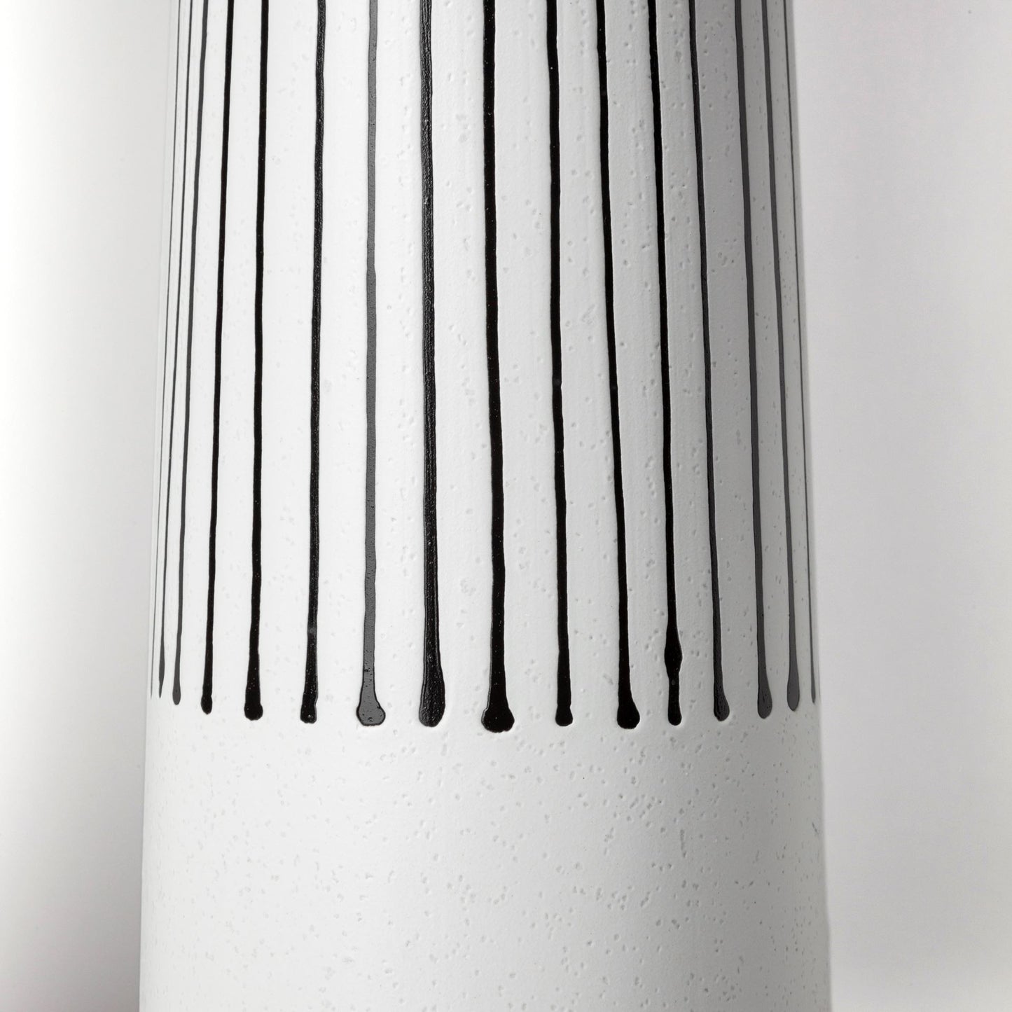 18" Black and White Pinstriope Narrow Ceramic Vase