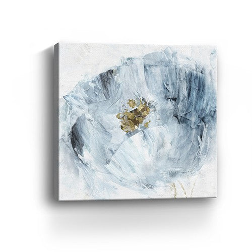 20" x 20" Watercolor Abstract Gray Blue Flower II Canvas Wall Art