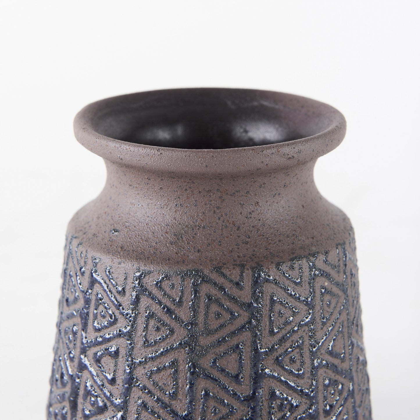 6" Brown and Blue Tribal Ceramic Vase