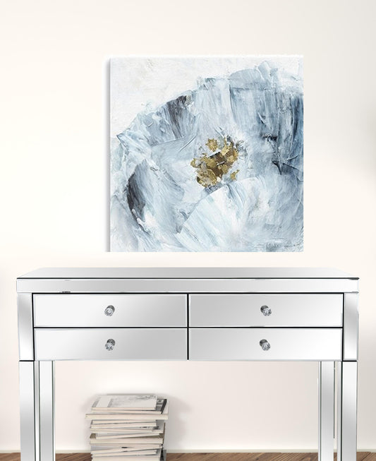 30" x 30" Watercolor Abstract Gray Blue Flower II Canvas Wall Art