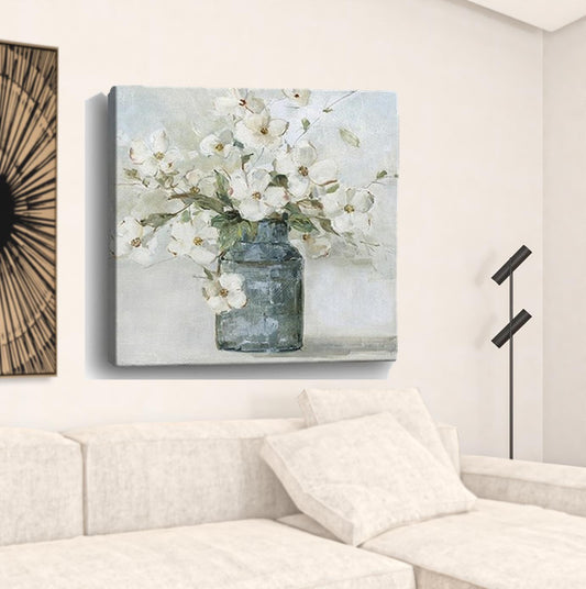 40" x 40" Watercolor Soft Pastel Dogwood Bouquet Canvas Wall Art