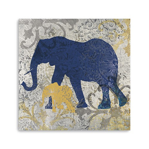 Exotic Blue And Gold Elephant Unframed Print Wall Art