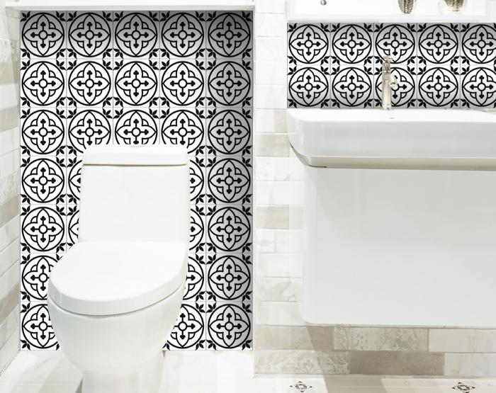 6" X 6" Black and White Peel and Stick Removable Tiles