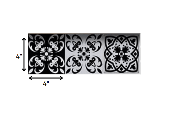 4" X 4" Black White and Gray Mosaic Peel and Stick Tiles