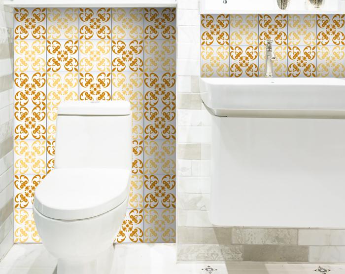 8" X 8" Golden Yellow Retro Peel And Stick Removable Tiles