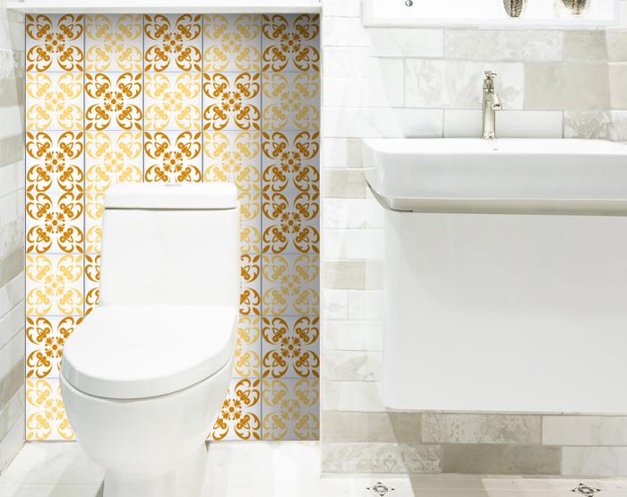 8" X 8" Golden Yellow Retro Peel And Stick Removable Tiles