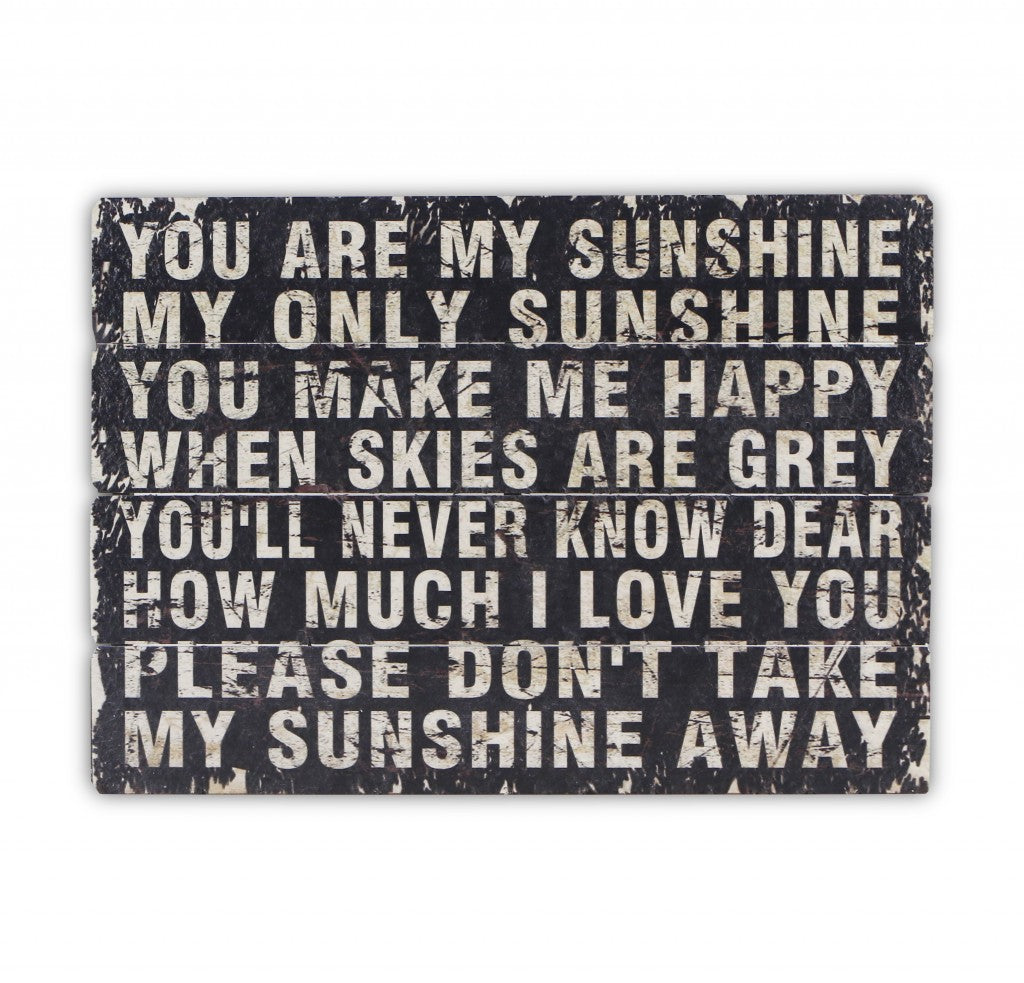 Black Wooden You Are My Sunshine Wall Art