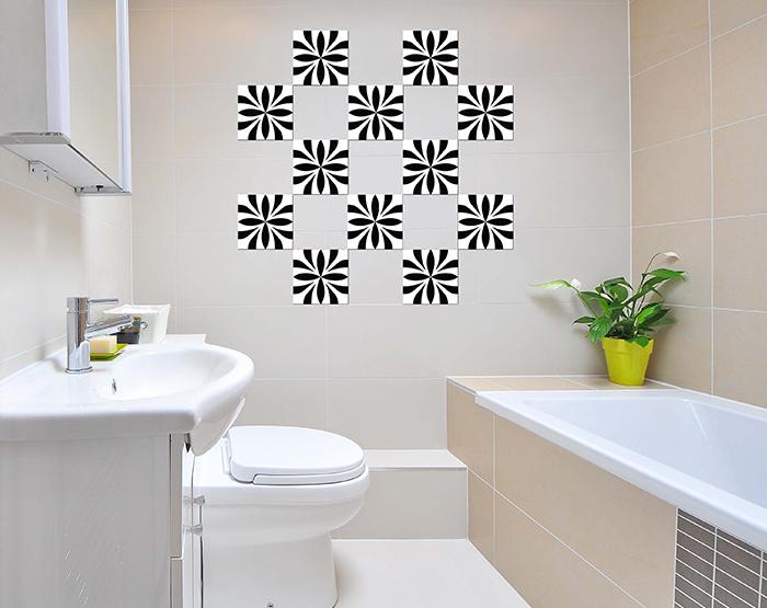 7" X 7" Black and White Colla Peel and Stick Removable Tiles