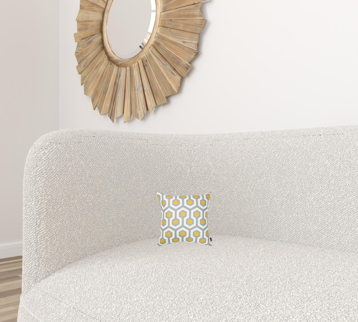 Yellow and Gray Geometric Circuit Throw Pillow