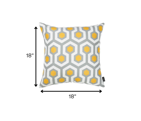 Yellow and Gray Geometric Circuit Throw Pillow