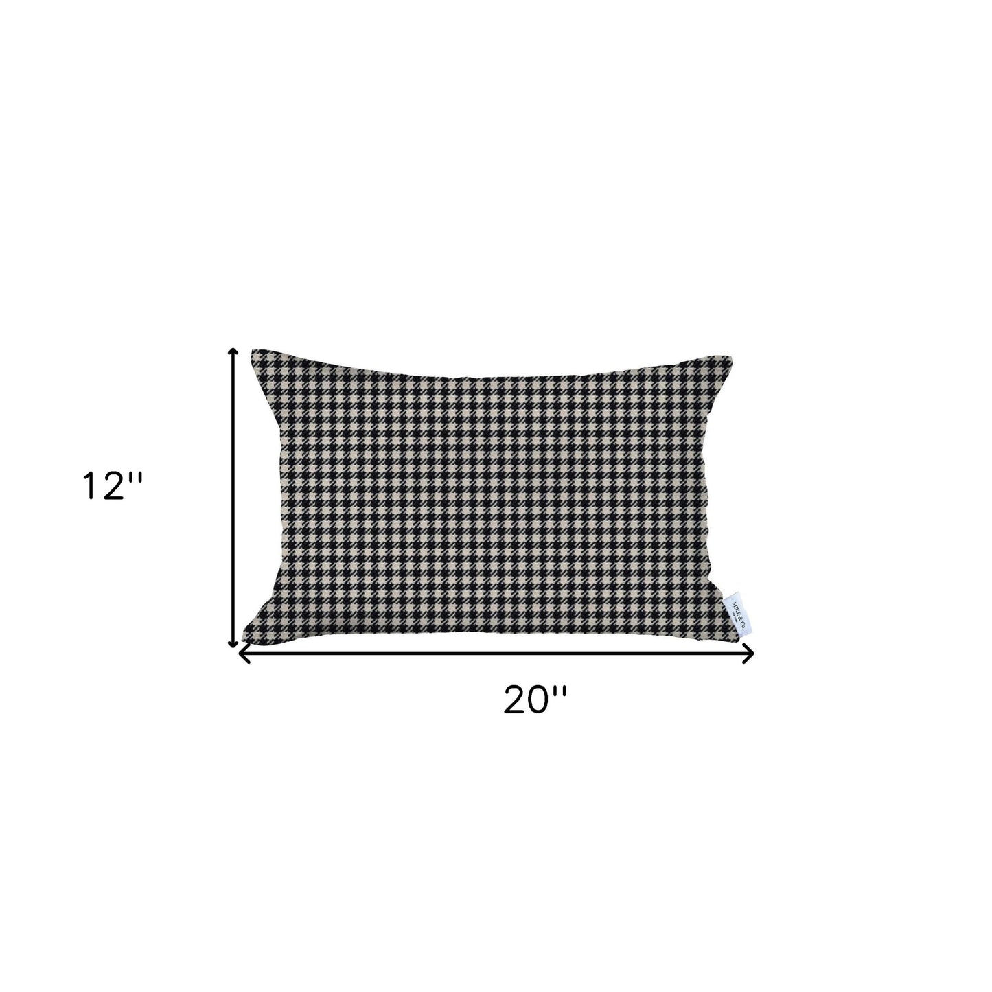 Black Houndstooth Lumbar Throw Pillow
