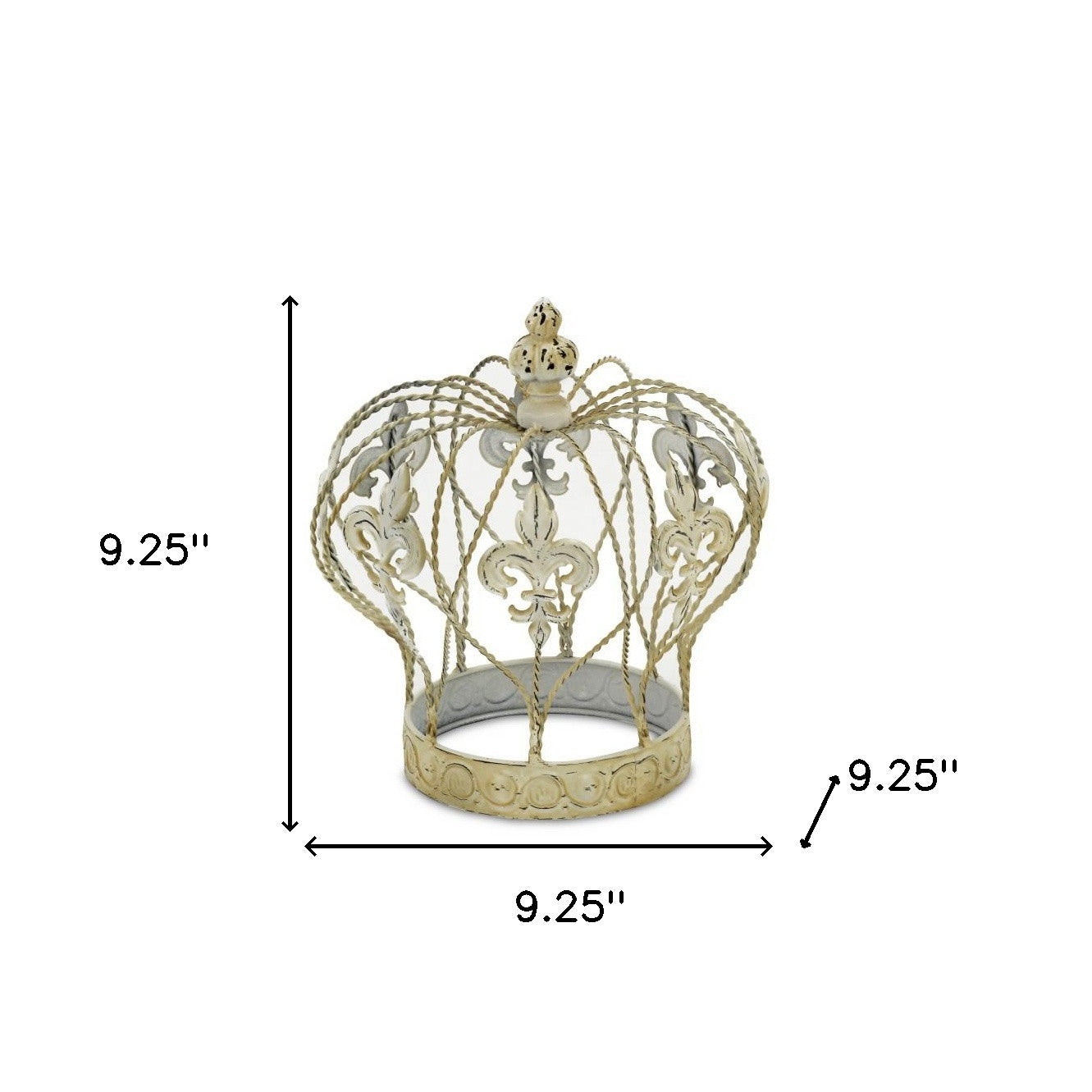 Vintage Look Fleur de Lis Gold Crown Sculpture