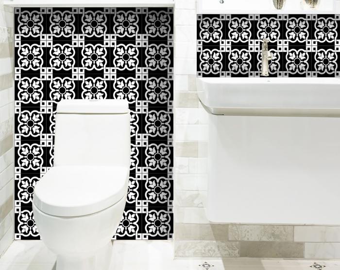 4" X 4" Black and White Stark Peel and Stick Removable Tiles