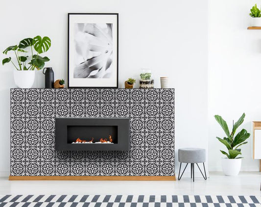 6" X 6" Tulipa Gray and White Peel and Stick Removable Tiles