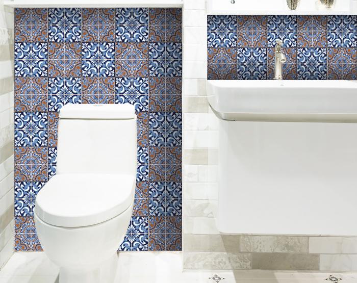 4" X 4" Prima Blue Peel And Stick Removable Tiles