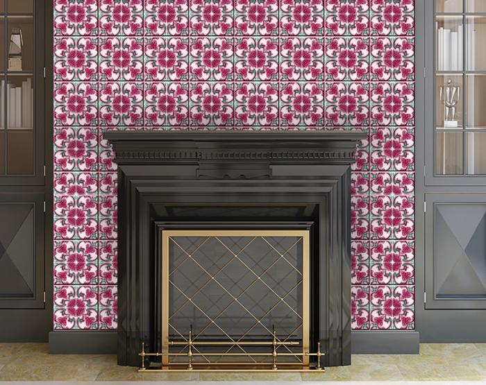 4" X 4" Rosa Pink Lea Removable Peel And Stick Tiles