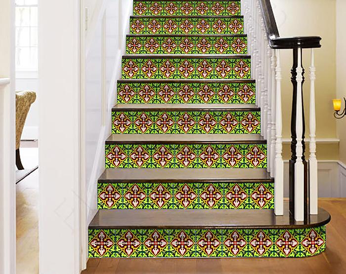 7" X 7" Green Leva Removable Peel and Stick Tiles