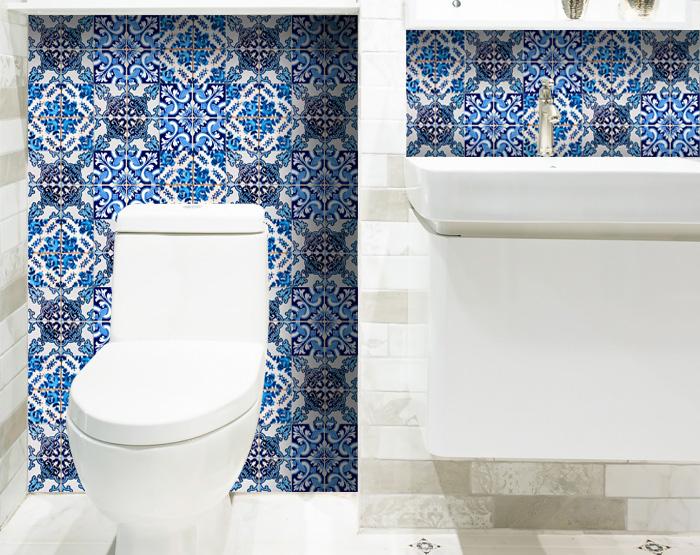 4" X 4" Blue Multi Mosaic Peel And Stick Tiles