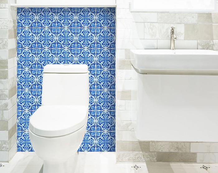 6" X 6" Blue and White Cross Peel And Stick Tiles