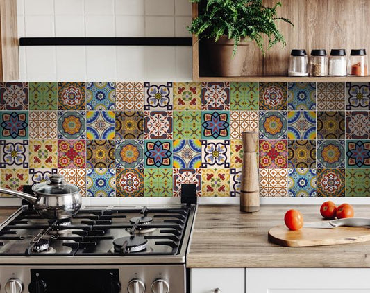 7" X 7" Auguri Geo Peel and Stick Removable  Tiles