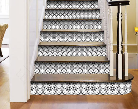 8" X 8" Black and White Quattra Peel and Stick Removable Tiles