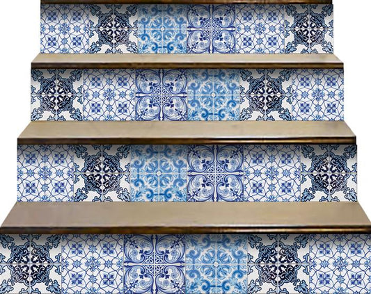 7" X 7" Mediterranean Blues Mosaic Peel and Stick Tiles