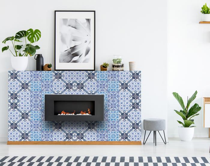 7" X 7" Mediterranean Blues Mosaic Peel and Stick Tiles