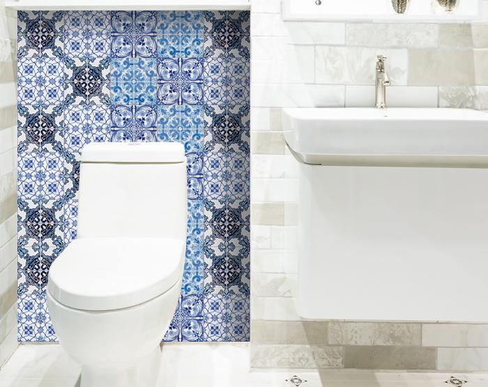 7" X 7" Mediterranean Blues Mosaic Peel and Stick Tiles