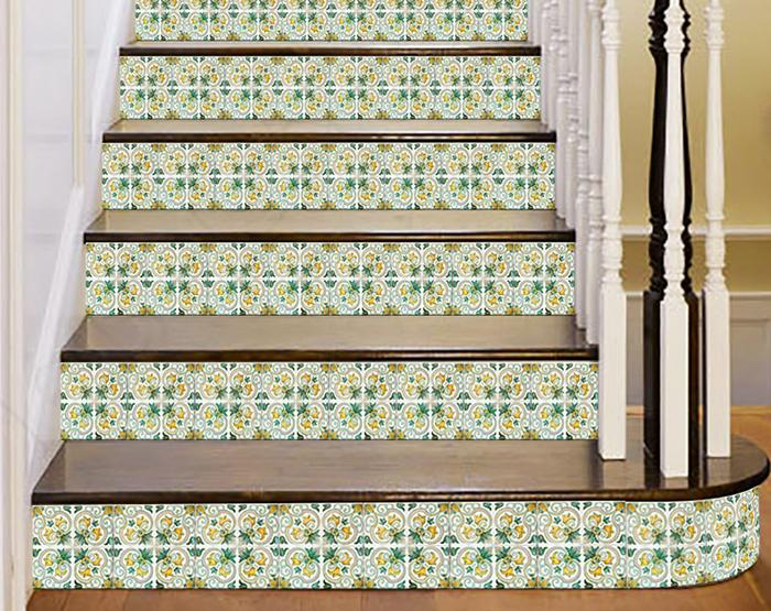 8" X 8" Green Yellow Melo Peel and Stick Tiles