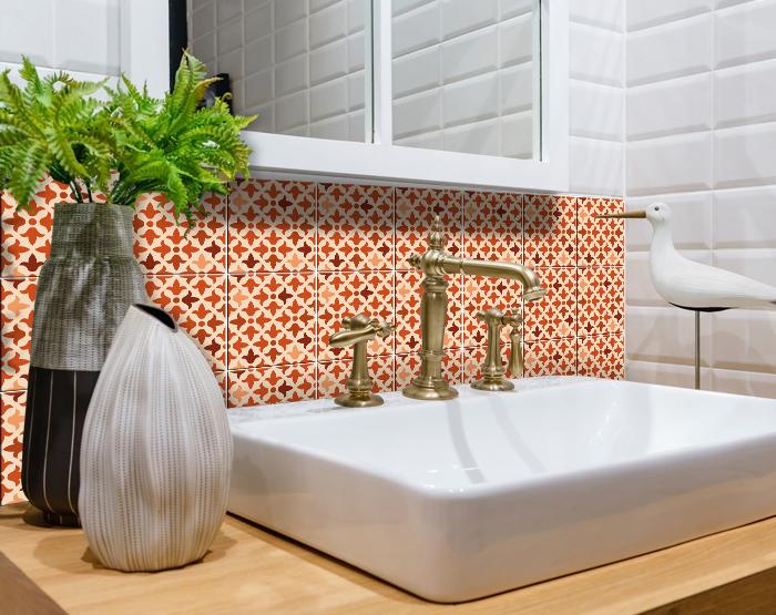 7" X 7" Terra Cotta Tango Peel and Stick Tiles