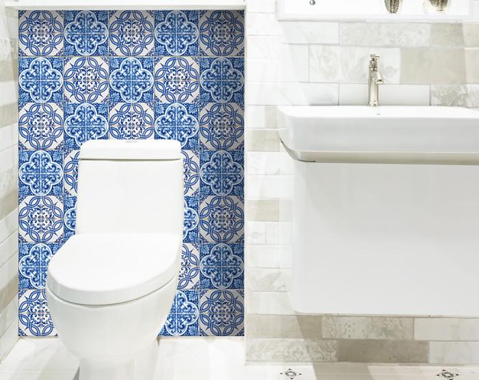 4" X 4" Blue and White Medi Peel And Stick Tiles