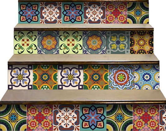 6" X 6" Auguri Flora Peel and Stick Removable  Tiles
