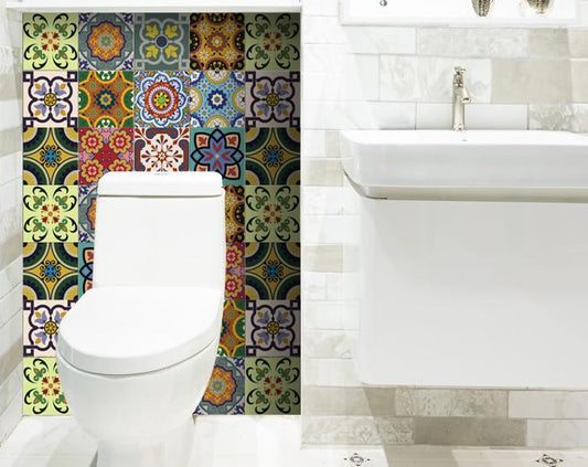 4" X 4" Auguri Flora Peel and Stick Removable Tiles
