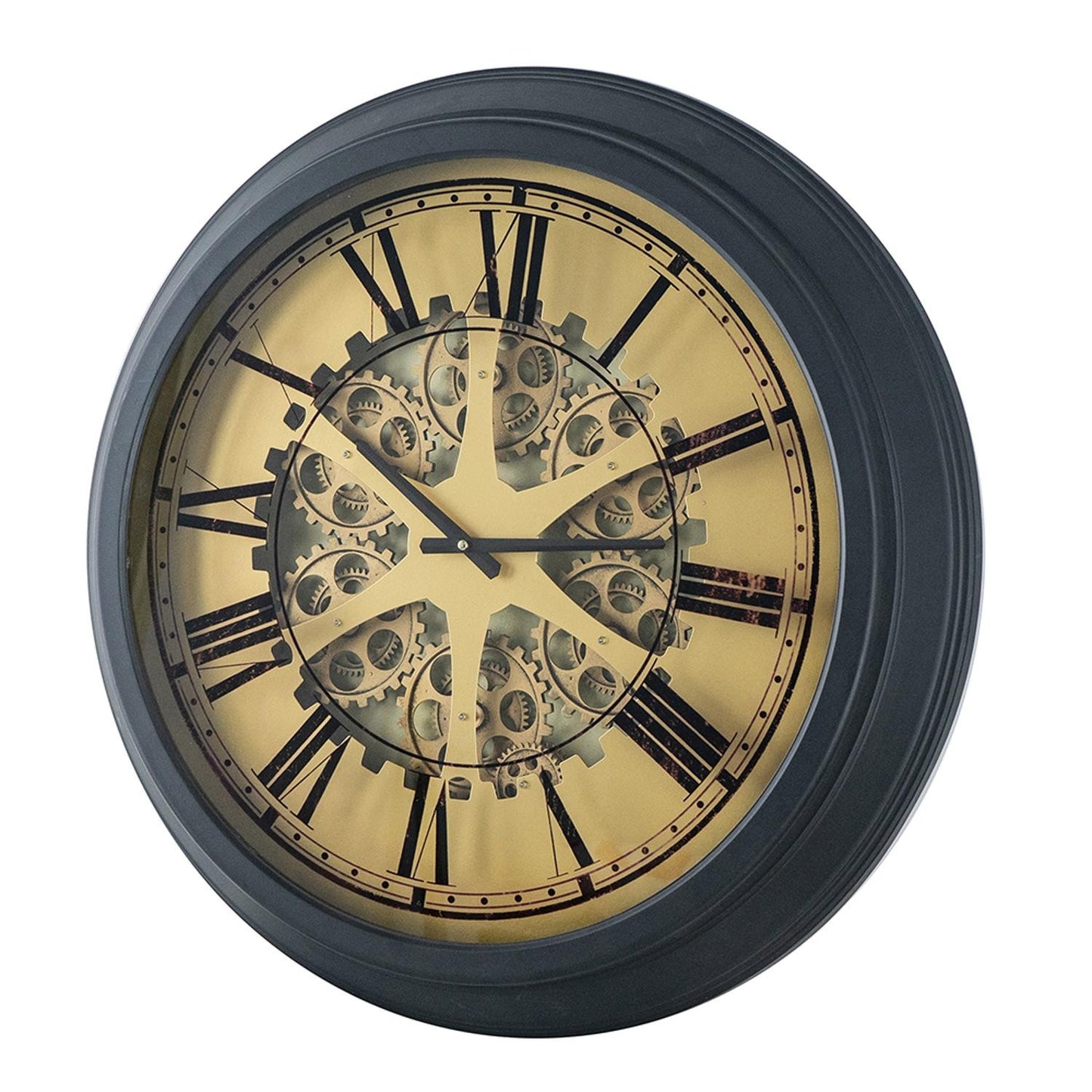 Black and Copper Exposed Gears Round Wall Clock