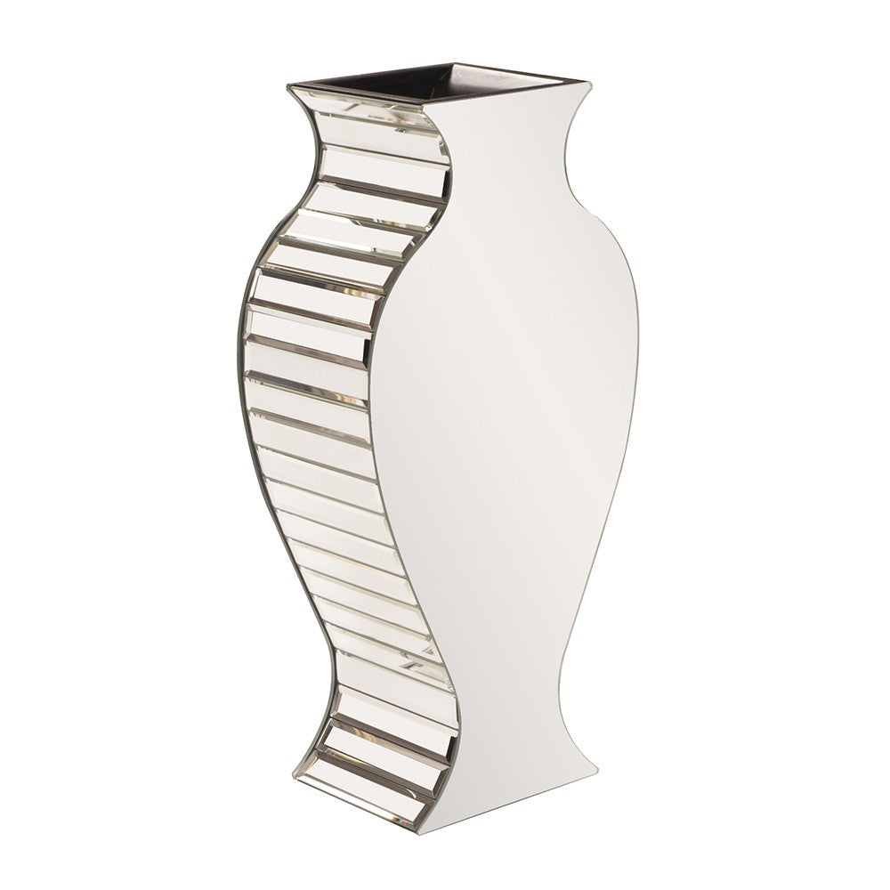 Beveled Mirrored Panel Curvy Tall Vase