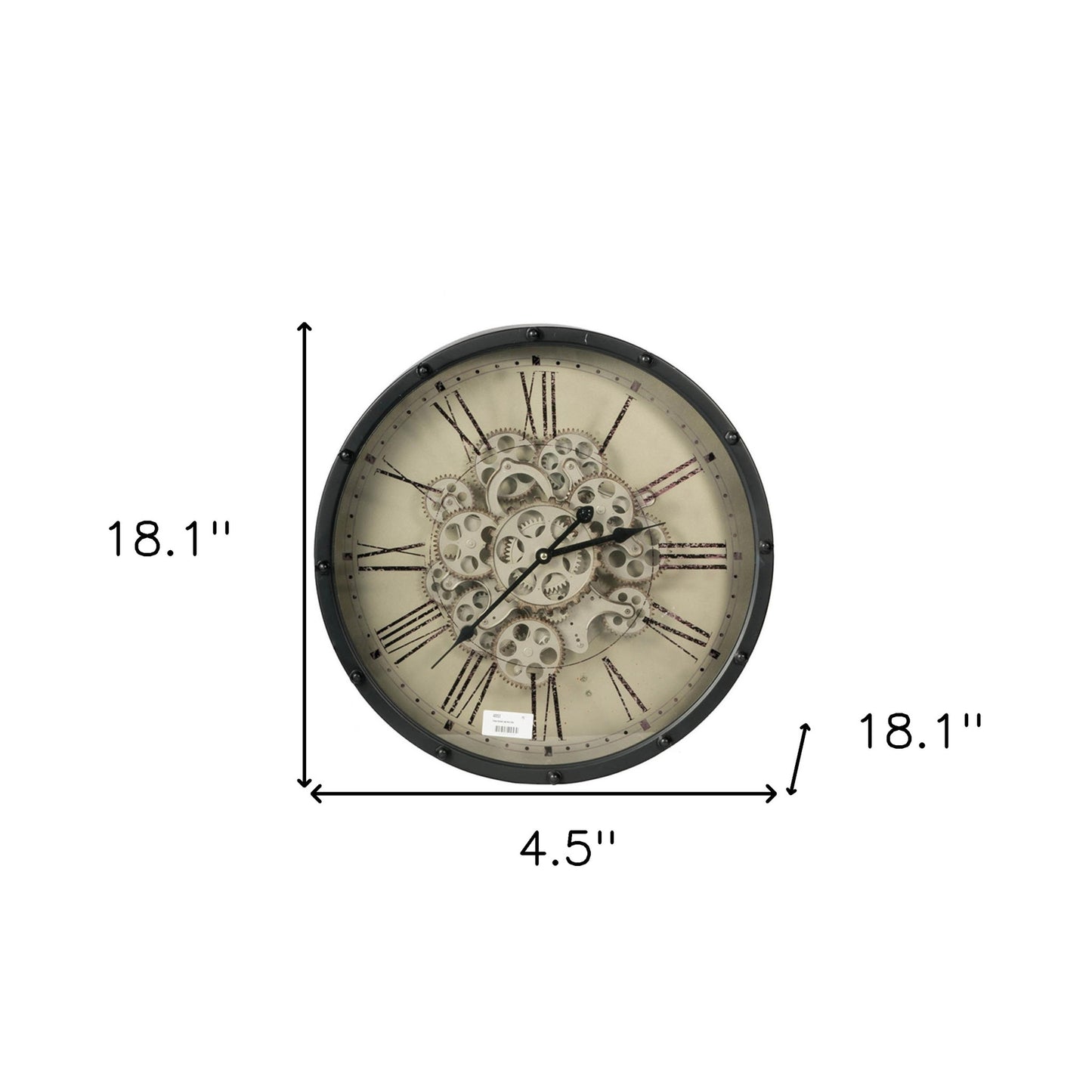 Black and Ivory Vintage Gear Industrial Wall Clock