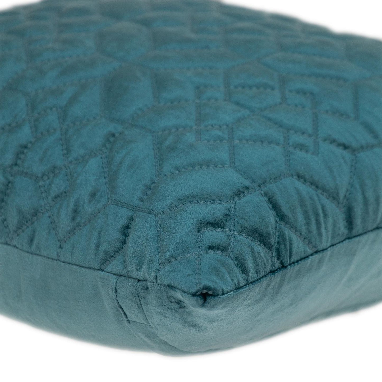 Teal Quilted Velvet Geo Decorative Throw Pillow