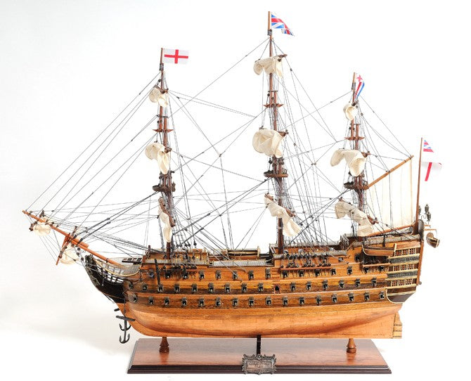 32" Wood Brown HMS Victory Copper Bottom Hand Painted Decorative Boat