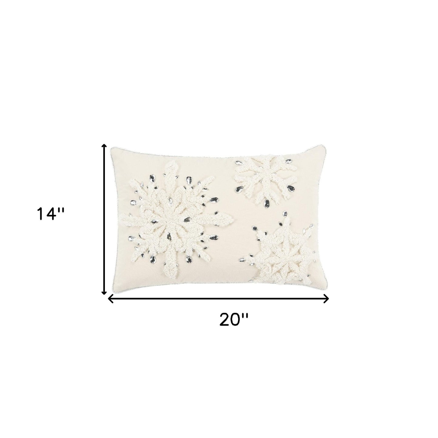 Ivory Glam Snowlfake Trio Lumbar Decorative Throw Pillow