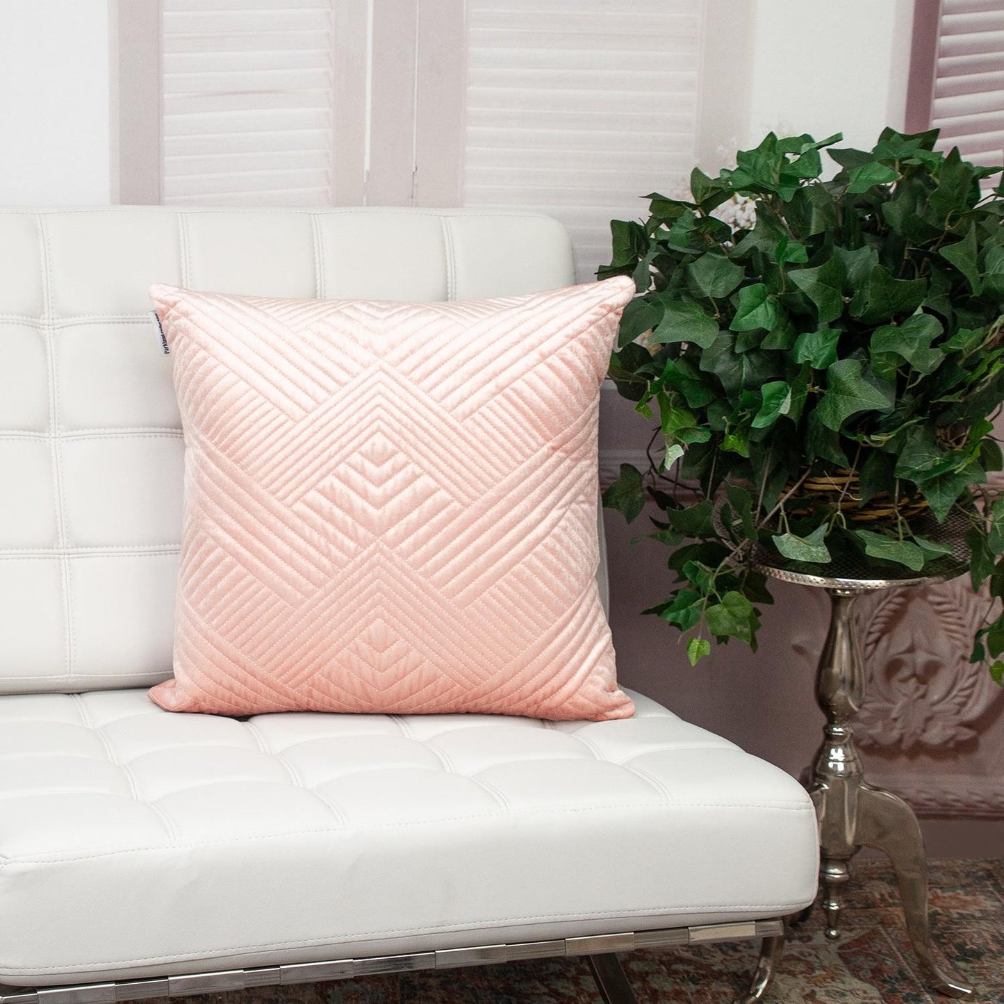 Transitional Pink Quilted Throw Pillow