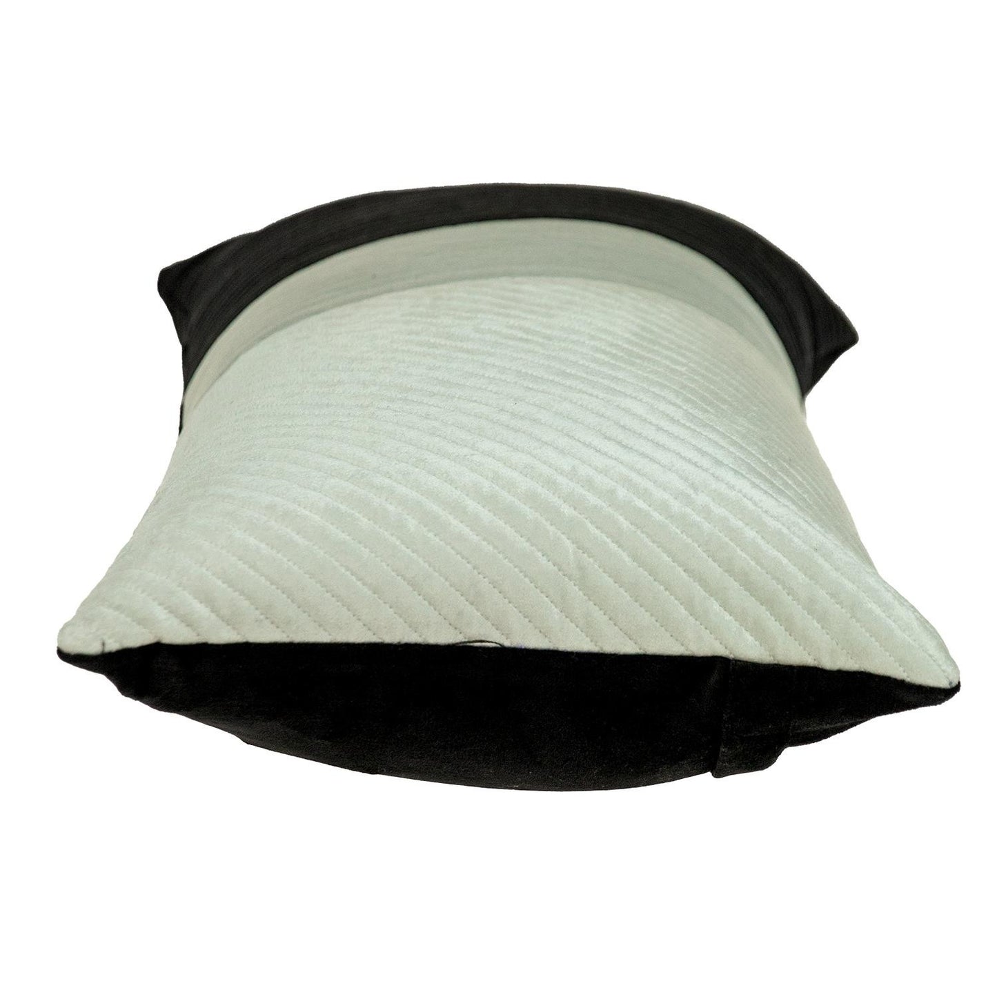 Black and White Quilted Color Block Velvet Lumbar Throw Pillow