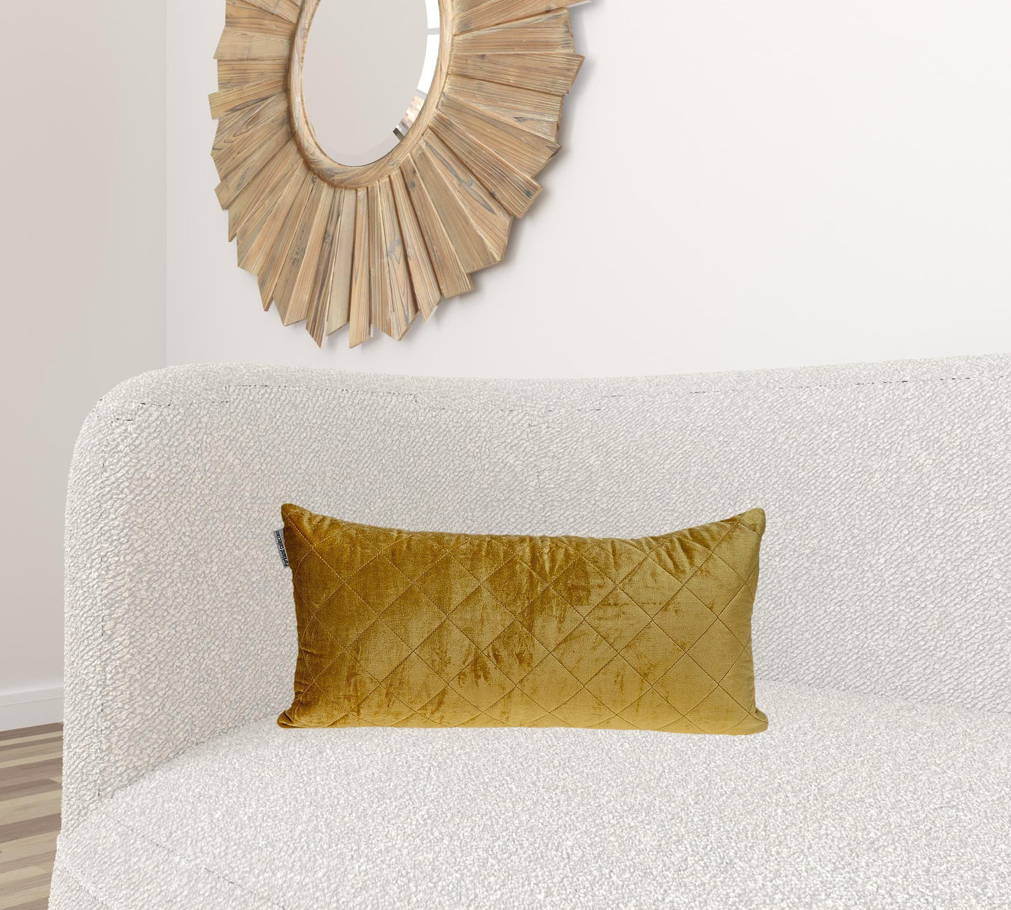 Tufted Diamond Yellow Ochre Transitional Lumbar Pillow