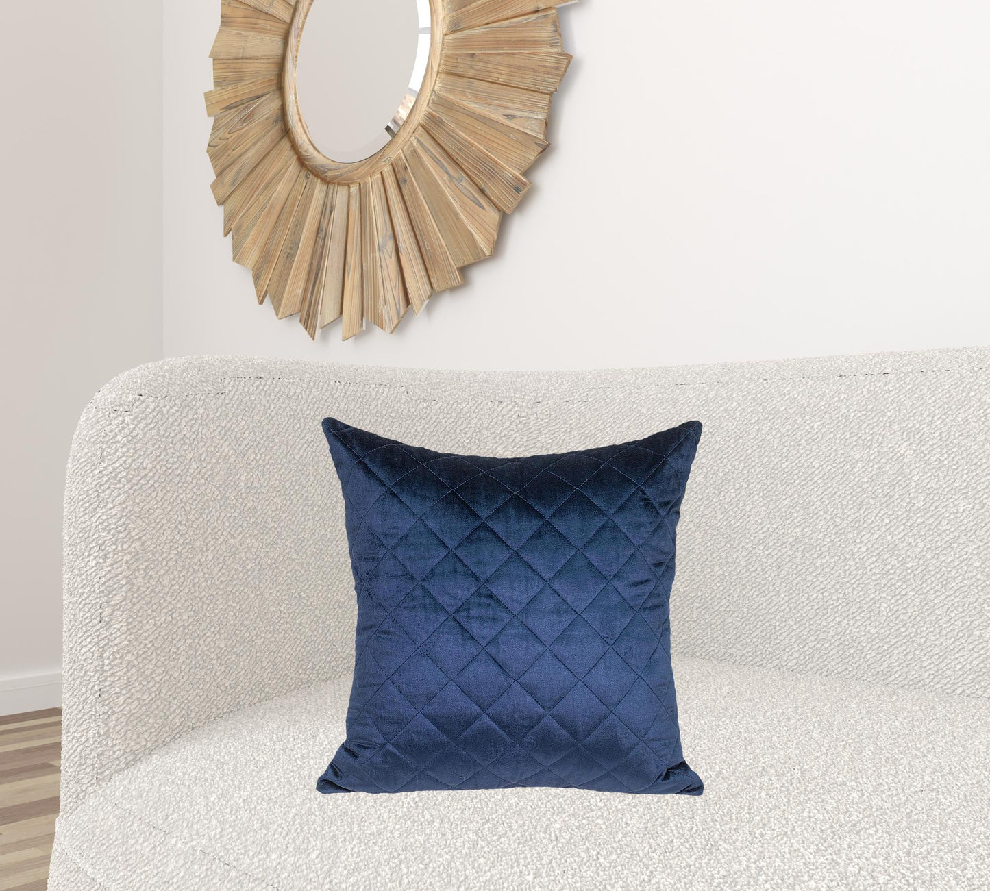 Tufted Diamond Navy Transitional Square Pillow