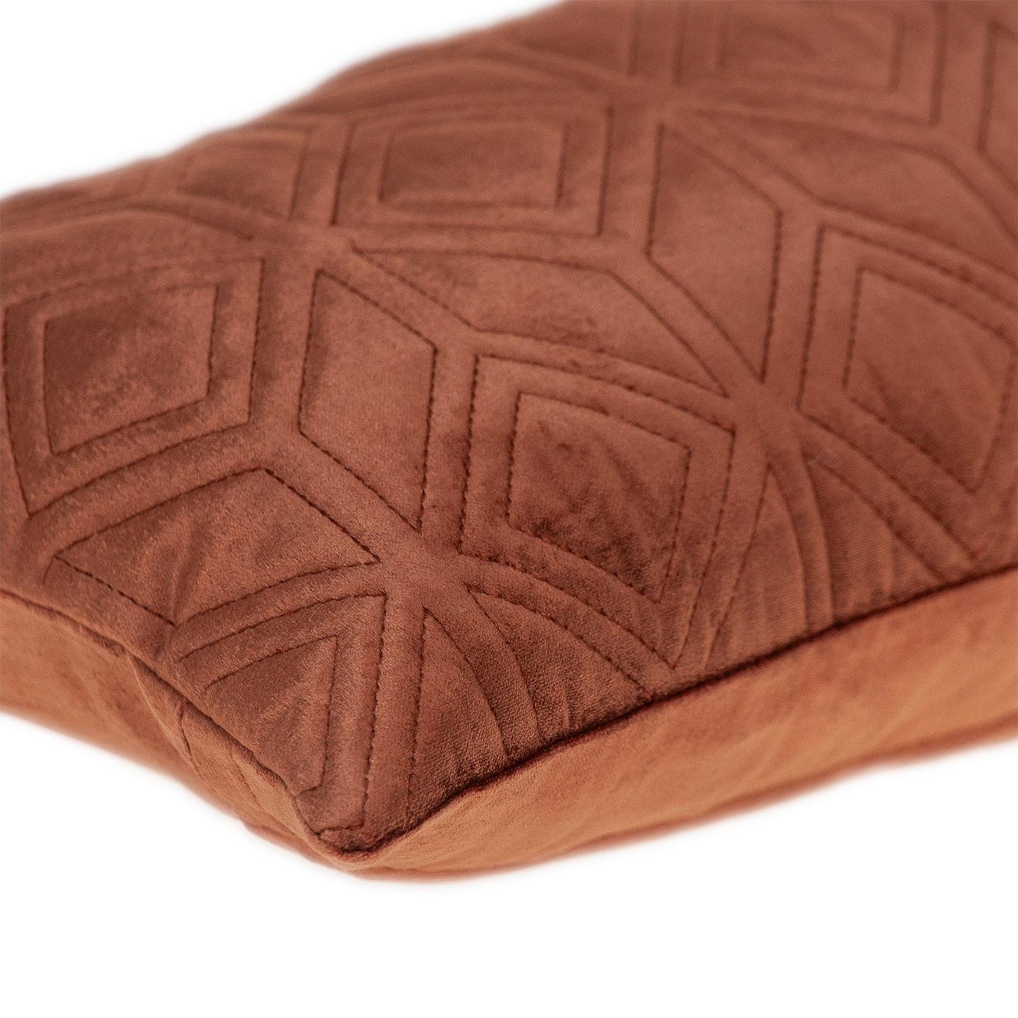 Tufted Diamonds Terra Cotta Velvet Lumbar Accent Pillow