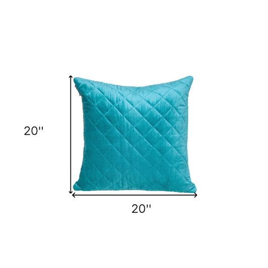 Tufted Diamond Aqua Transitional Square Pillow