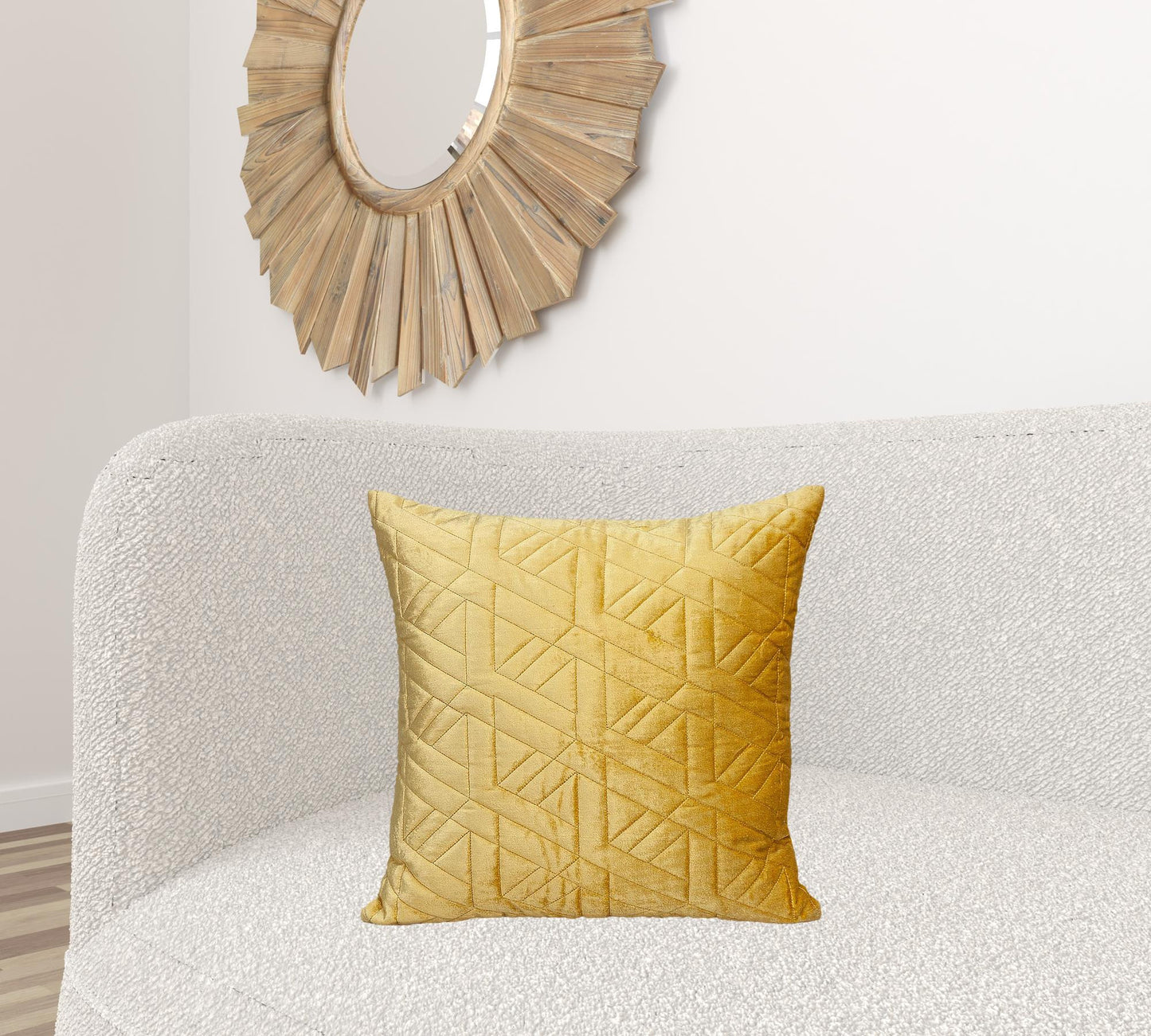 Yellow Velvet Quilted Throw Pillow