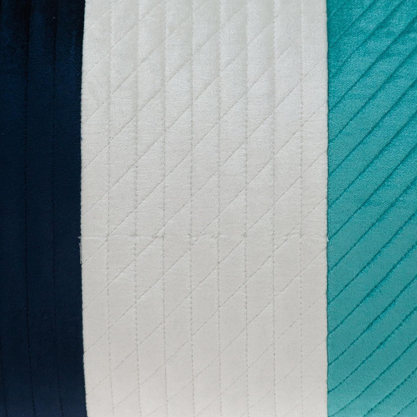 Navy Blue and Sea Blue Quilted Colorblock Velvet Lumbar Throw Pillow